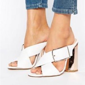 ASOS White sandal with gold heel size 10. Worn once.